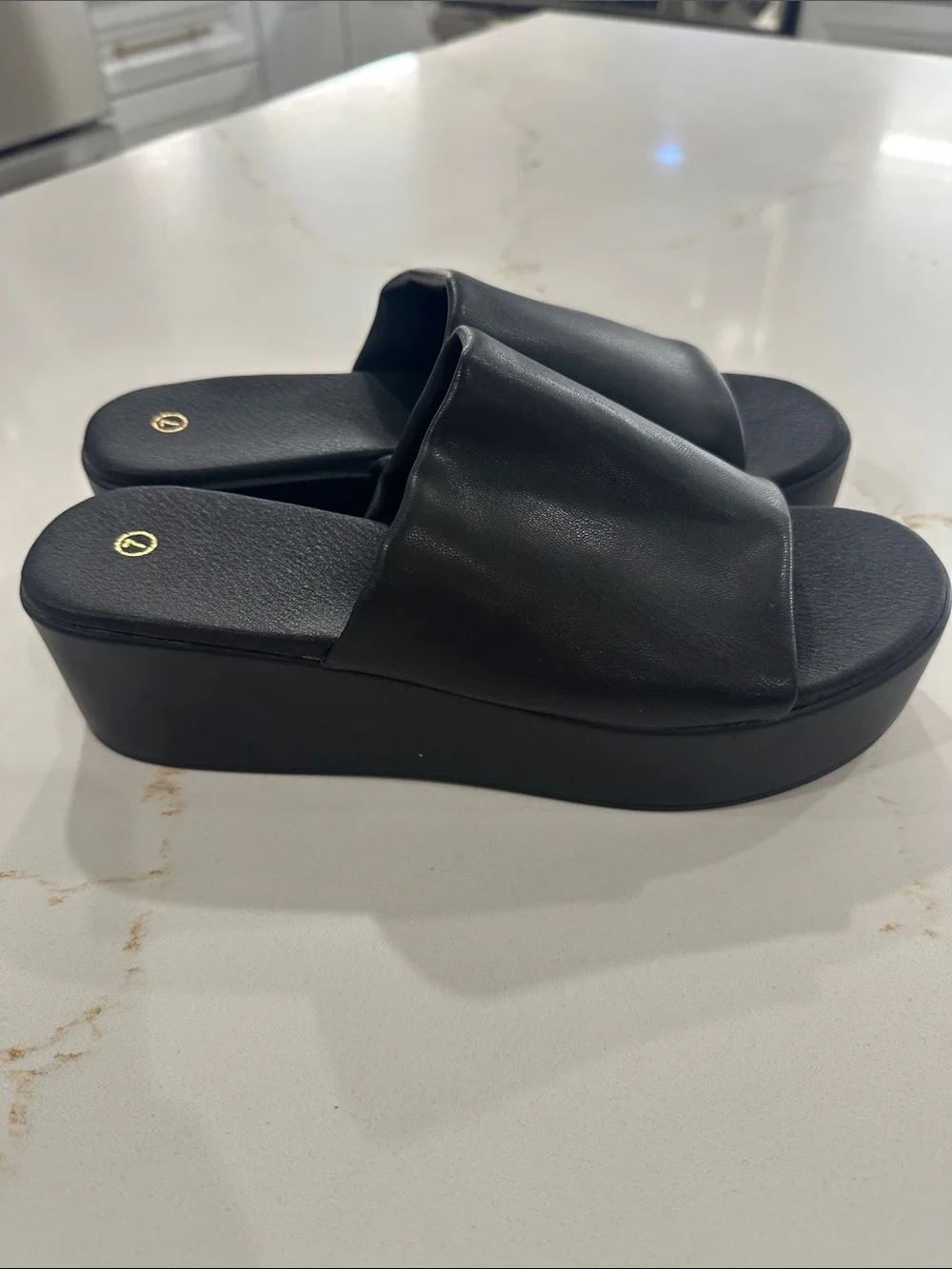 Black Platform Slide Sandals - Unbranded